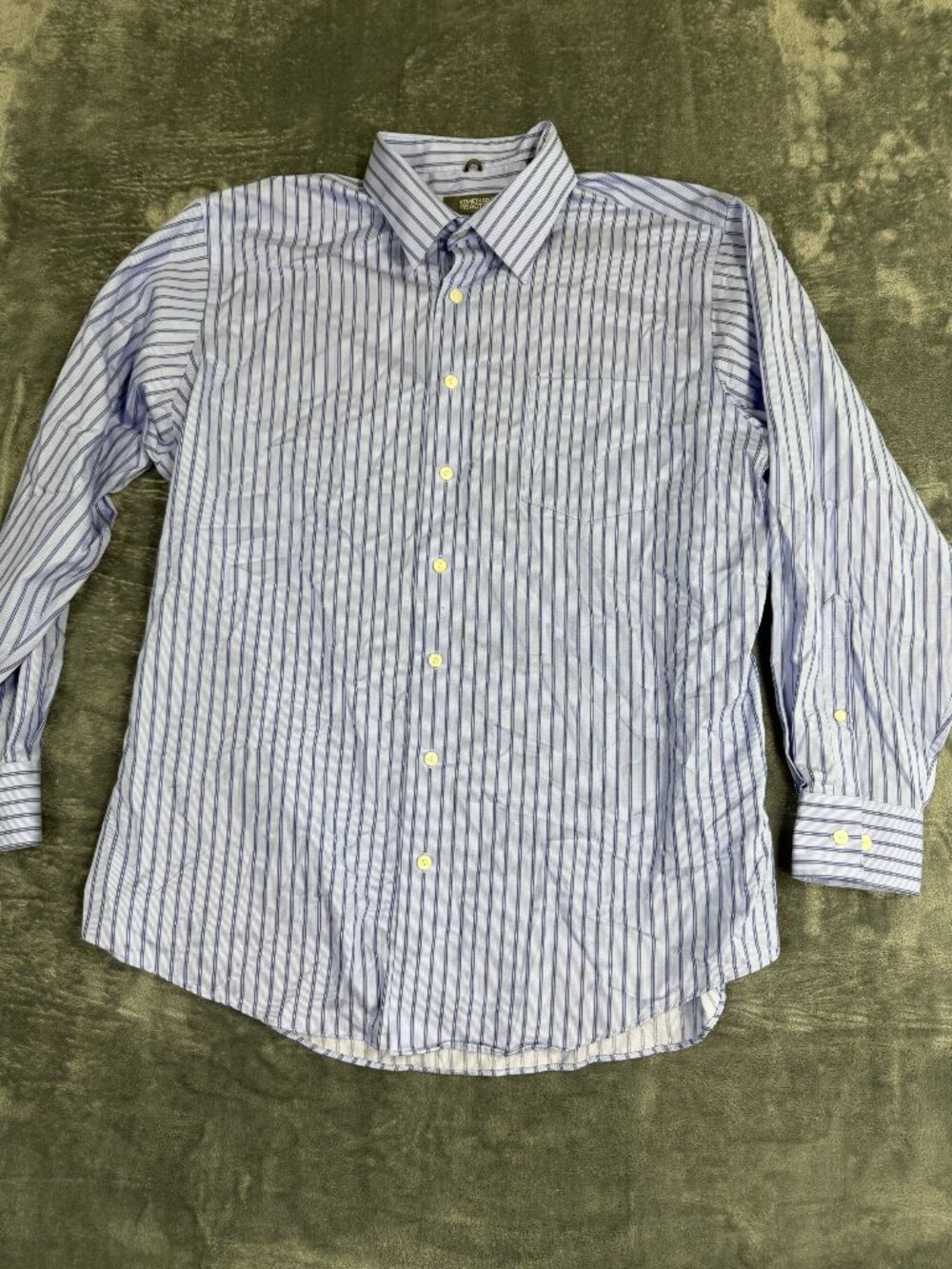 Kenneth Cole Reaction Mens XL Blue & White Striped Long Sleeve Button-Down